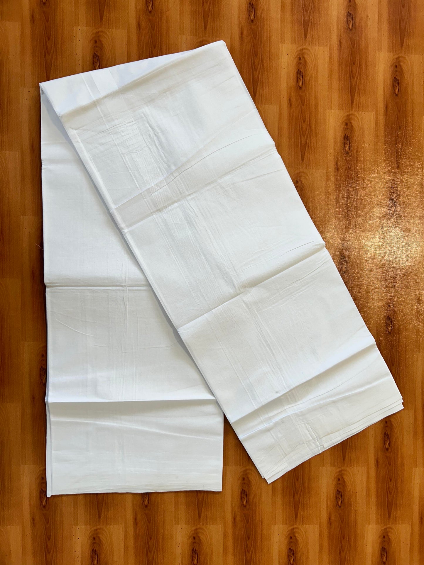 Double Pure white Mundu/Dhoti - 20% Discount ! KaithariKada Balaramapuram 100% Cotton - 100x80 - 1 inch White Kara - 3.90mtr ( 8 muzham) - 69 KK5432 PMC