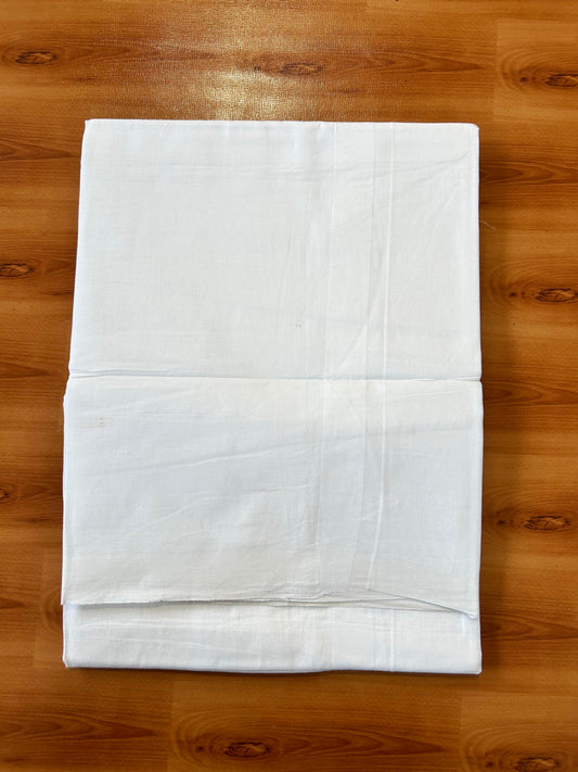 Double Pure white Mundu/Dhoti - 20% Discount ! KaithariKada Balaramapuram 100% Cotton - 100x80 - 1 inch White Kara - 3.90mtr ( 8 muzham) - 69 KK5432 PMC