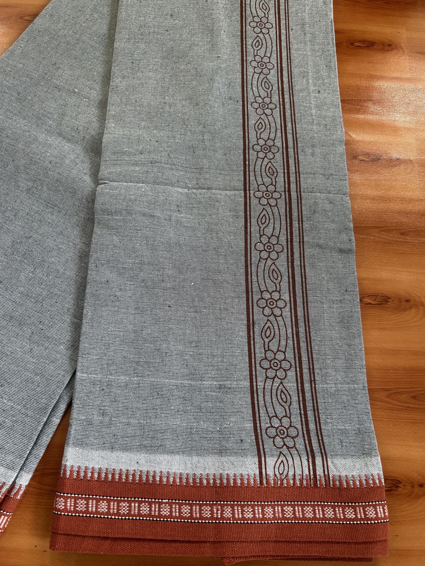 Kaitharikada - Single Kaily / Lungi -Mixed Cotton - 40s twisted - 2 inch Brick Red Design Printed Kuppadam Kara With Peacock Blue Colour Body (2 meter / 4 muzham) - 1 KK8056 AST