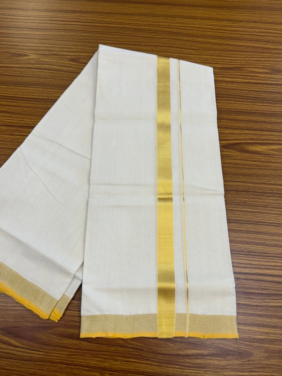 25% Discount!! KaithariKada Handloom Millpaav Balaramapuram - 100% PURE Cotton OFF WHITE  (Unbleached) Neriyath - 80x90 - 1 Inch Kasavu Kara - 87 KK5234 RAM