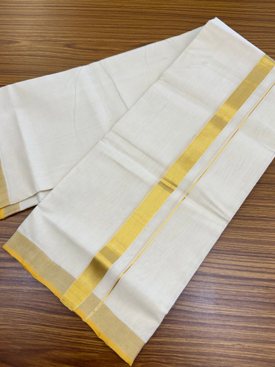 25% Discount!! KaithariKada Handloom Millpaav Balaramapuram - 100% PURE Cotton OFF WHITE  (Unbleached) Neriyath - 80x90 - 1 Inch Kasavu Kara - 87 KK5234 RAM
