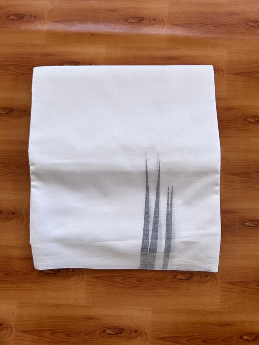 Double Pure White Mundu/Dhoti - 20% Discount !! KaithariKada Balaramapuram 100% Cotton - 100x80 - 0.75 inch Navy Blue Striped Double Chutty Kara 3.90 mtr (8 muzham) - 15 KK5515 CKS