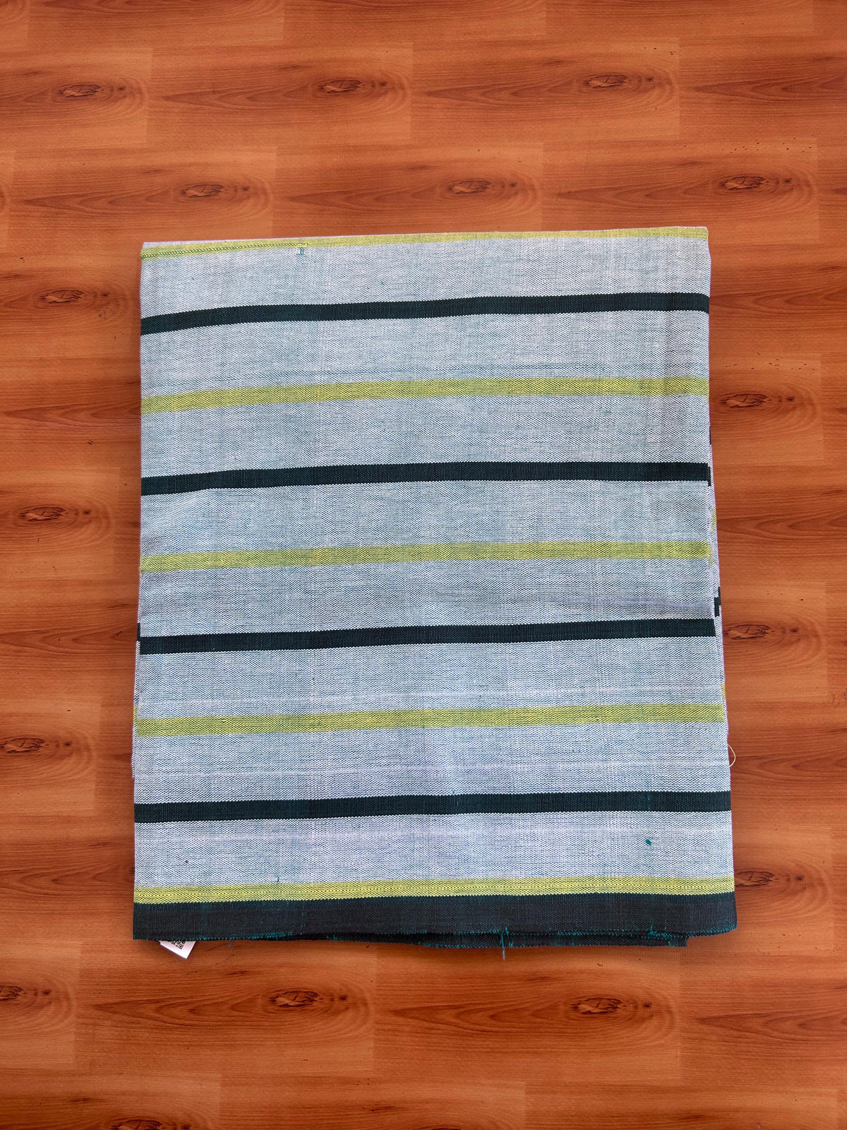 Handloom Bedsheet -  Pure Cotton - 10% Discount !! Kaitharikada - Black Peacock Green & Yellow Striped Body - 8 KK10000 KAL