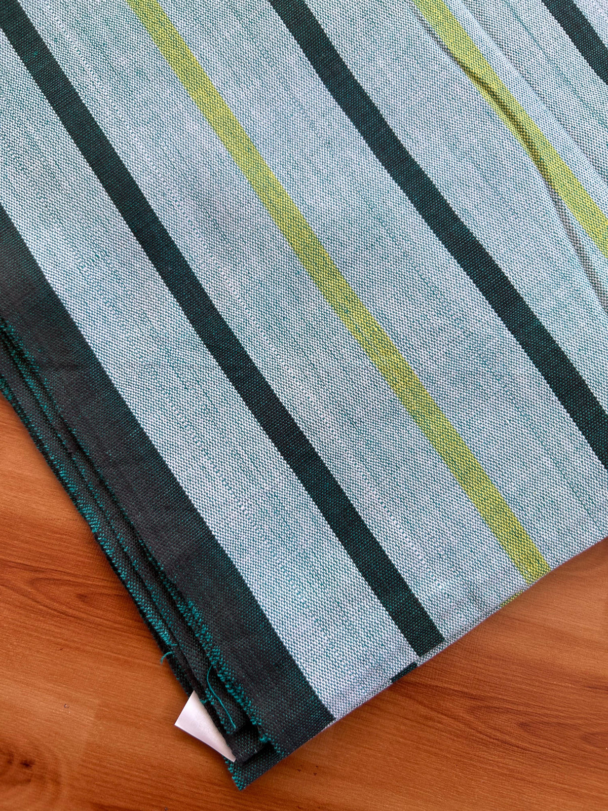 Handloom Bedsheet -  Pure Cotton - 10% Discount !! Kaitharikada - Black Peacock Green & Yellow Striped Body - 8 KK10000 KAL