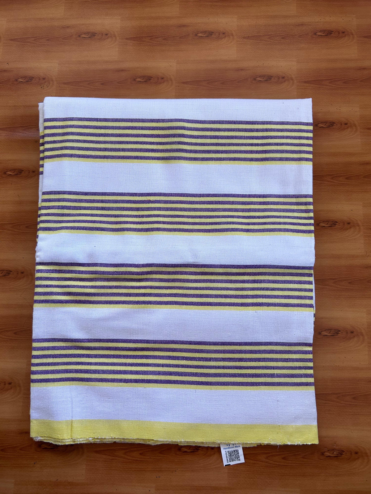 Handloom Bedsheet -  Pure Cotton - 10% Discount !! Kaitharikada - Violet & Light Yellow Striped Body - 11 KK10000 KAL