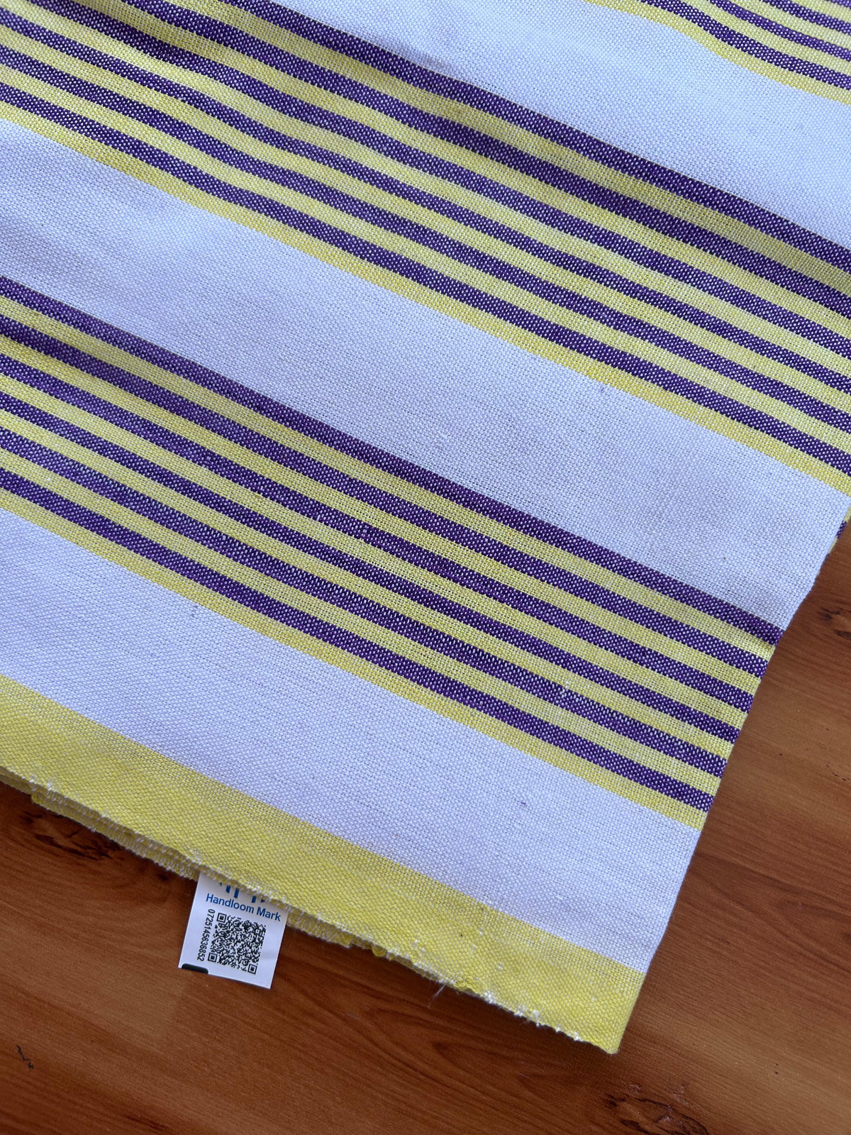 Handloom Bedsheet -  Pure Cotton - 10% Discount !! Kaitharikada - Violet & Light Yellow Striped Body - 11 KK10000 KAL