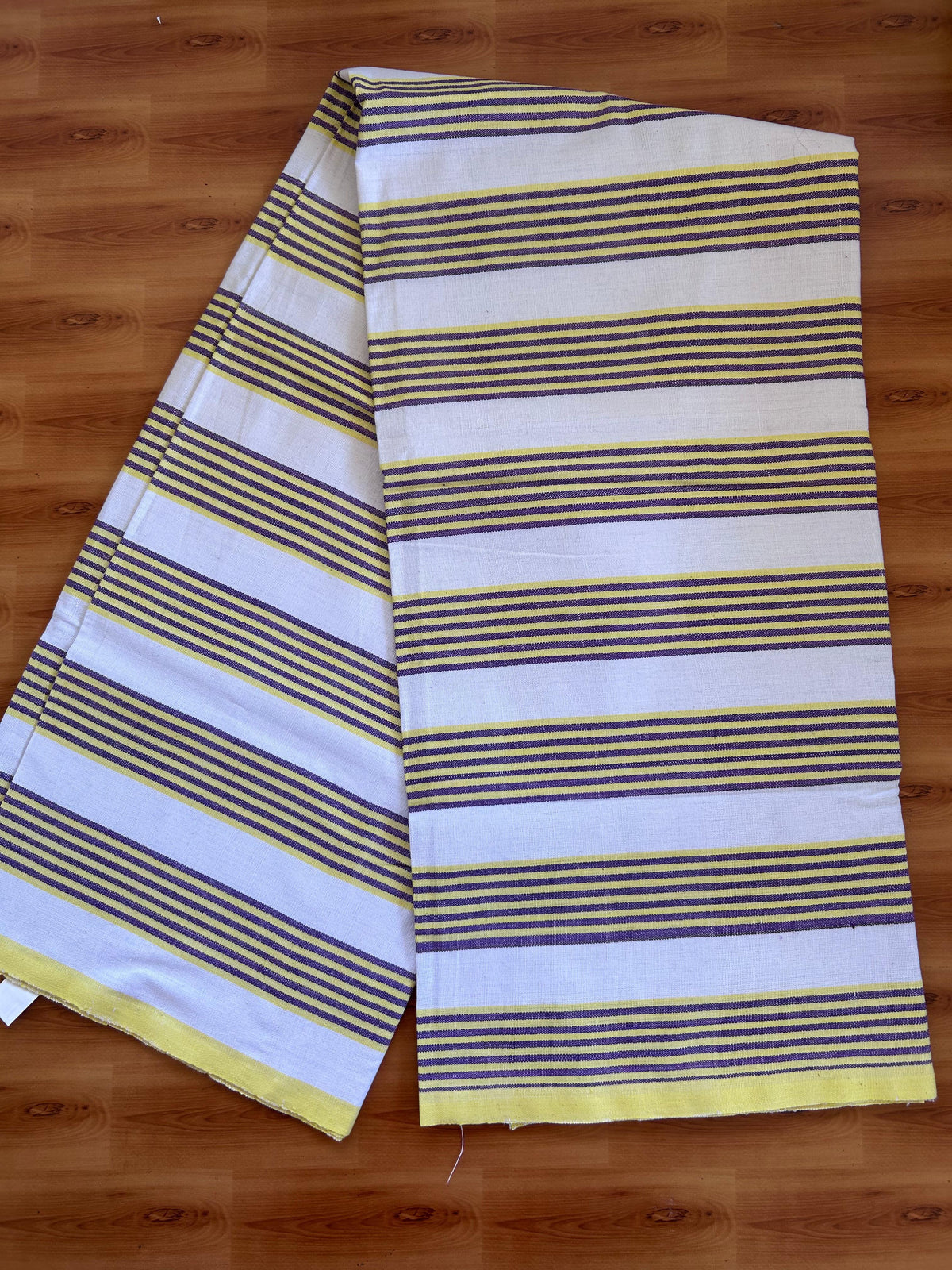 Handloom Bedsheet -  Pure Cotton - 10% Discount !! Kaitharikada - Violet & Light Yellow Striped Body - 11 KK10000 KAL
