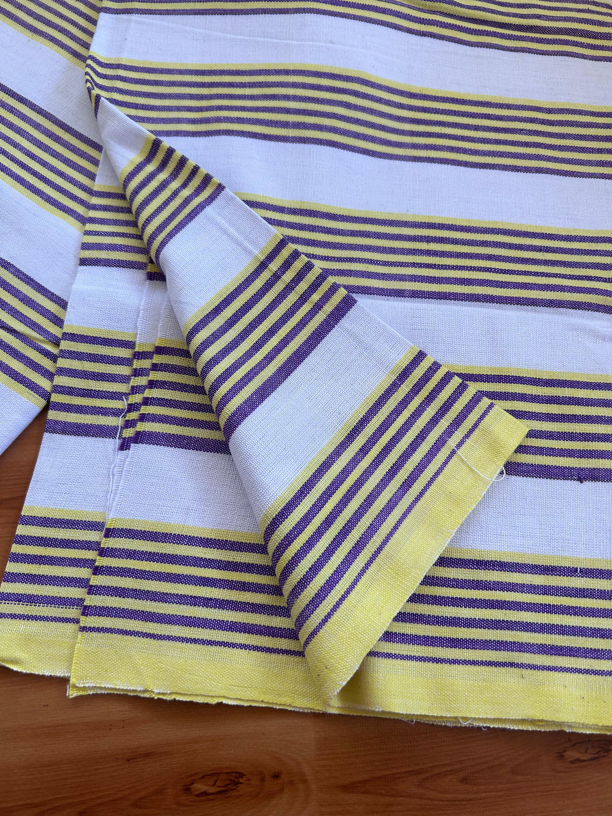 Handloom Bedsheet -  Pure Cotton - 10% Discount !! Kaitharikada - Violet & Light Yellow Striped Body - 11 KK10000 KAL