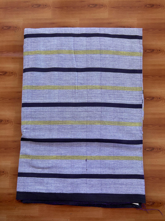 Handloom Bedsheet -  Pure Cotton - 10% Discount !! Kaitharikada - Black Purple & Yellow Striped Body - 6 KK10000 KAL