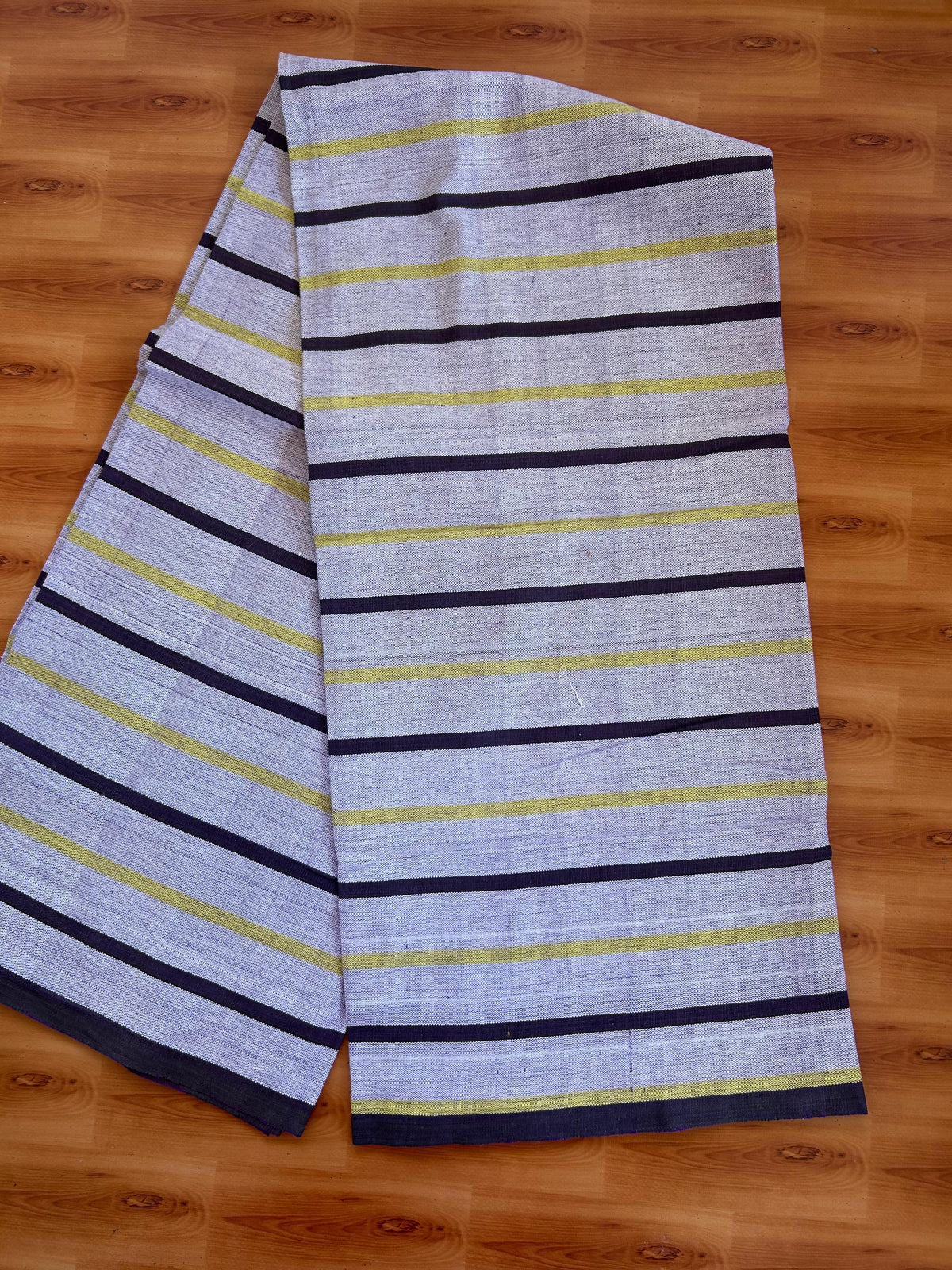 Handloom Bedsheet -  Pure Cotton - 10% Discount !! Kaitharikada - Black Purple & Yellow Striped Body - 6 KK10000 KAL