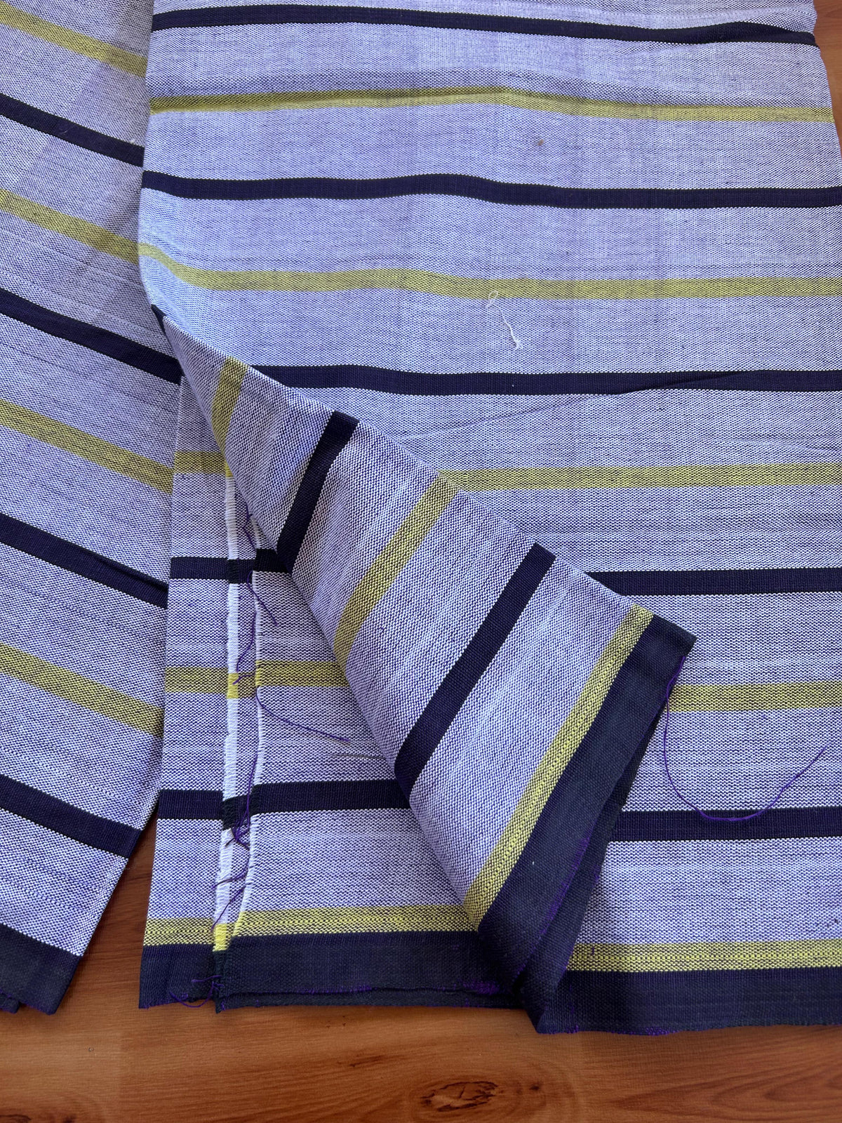 Handloom Bedsheet -  Pure Cotton - 10% Discount !! Kaitharikada - Black Purple & Yellow Striped Body - 6 KK10000 KAL