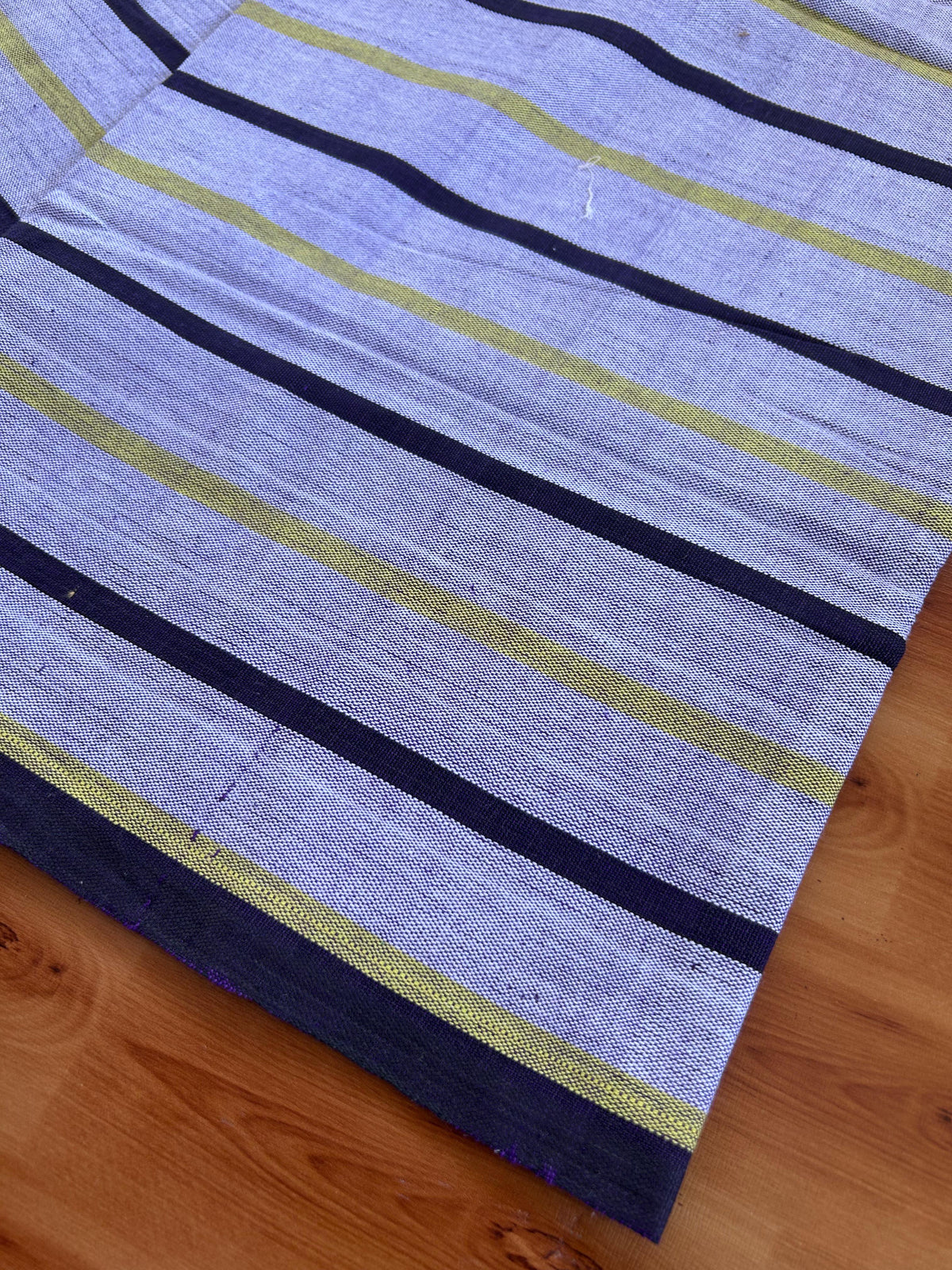 Handloom Bedsheet -  Pure Cotton - 10% Discount !! Kaitharikada - Black Purple & Yellow Striped Body - 6 KK10000 KAL