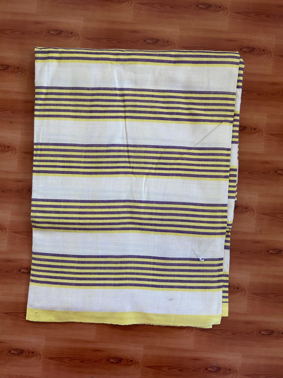Handloom Bedsheet -  Pure Cotton - 10% Discount !! Kaitharikada - Violet  & Yellow Striped Body - 7 KK10000 KAL