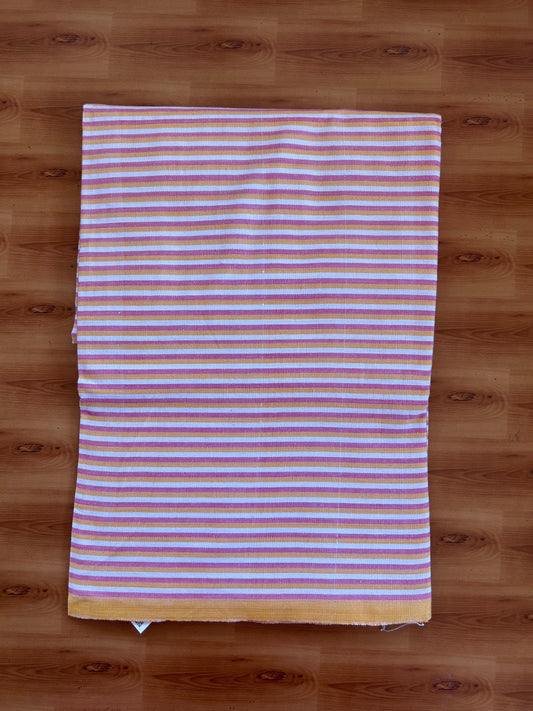 Handloom Bedsheet -  Pure Cotton - 10% Discount !! Kaitharikada - Pink Yellow & White Striped Body - 4 KK10000 KAL