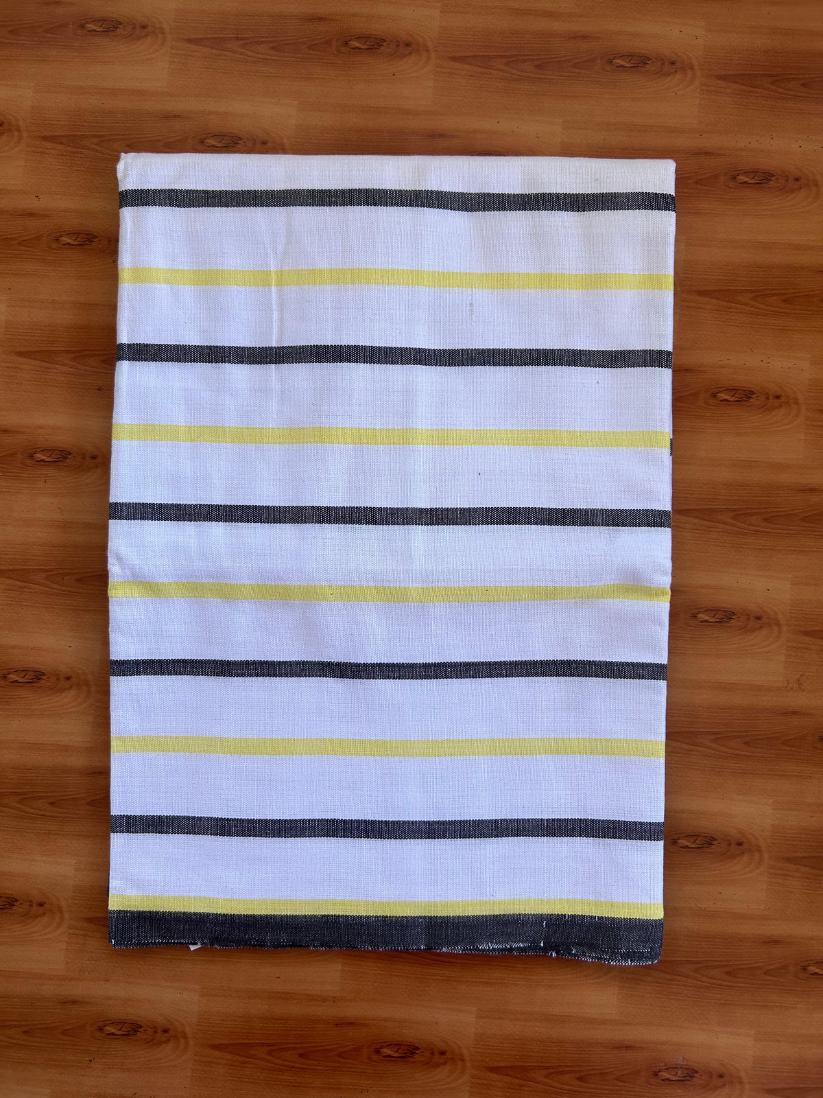 Handloom Bedsheet -  Pure Cotton - 10% Discount !! Kaitharikada - Black Yellow & White Striped Body - 3 KK10000 KAL