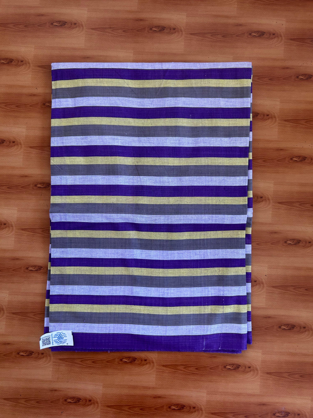 Handloom Bedsheet -  Pure Cotton - 10% Discount !! Kaitharikada - Violet Grey & Light Yellow Striped Body - 10 KK10000 KAL