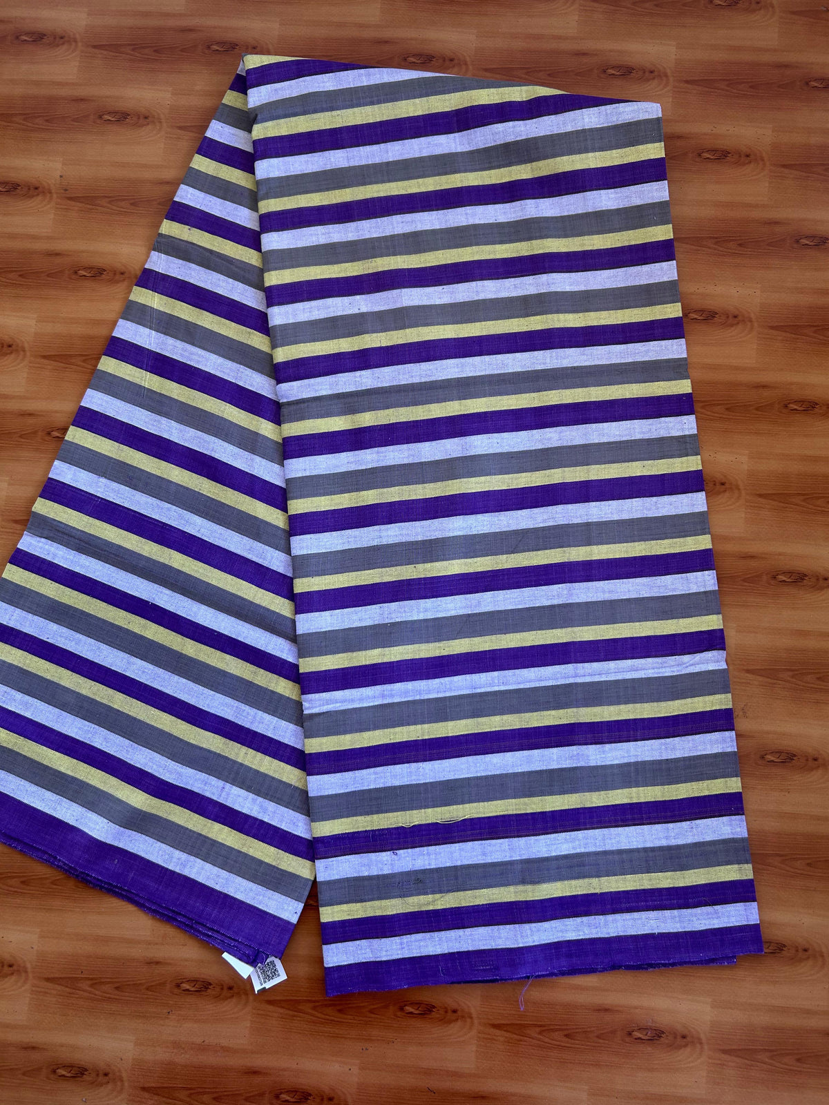 Handloom Bedsheet -  Pure Cotton - 10% Discount !! Kaitharikada - Violet Grey & Light Yellow Striped Body - 10 KK10000 KAL
