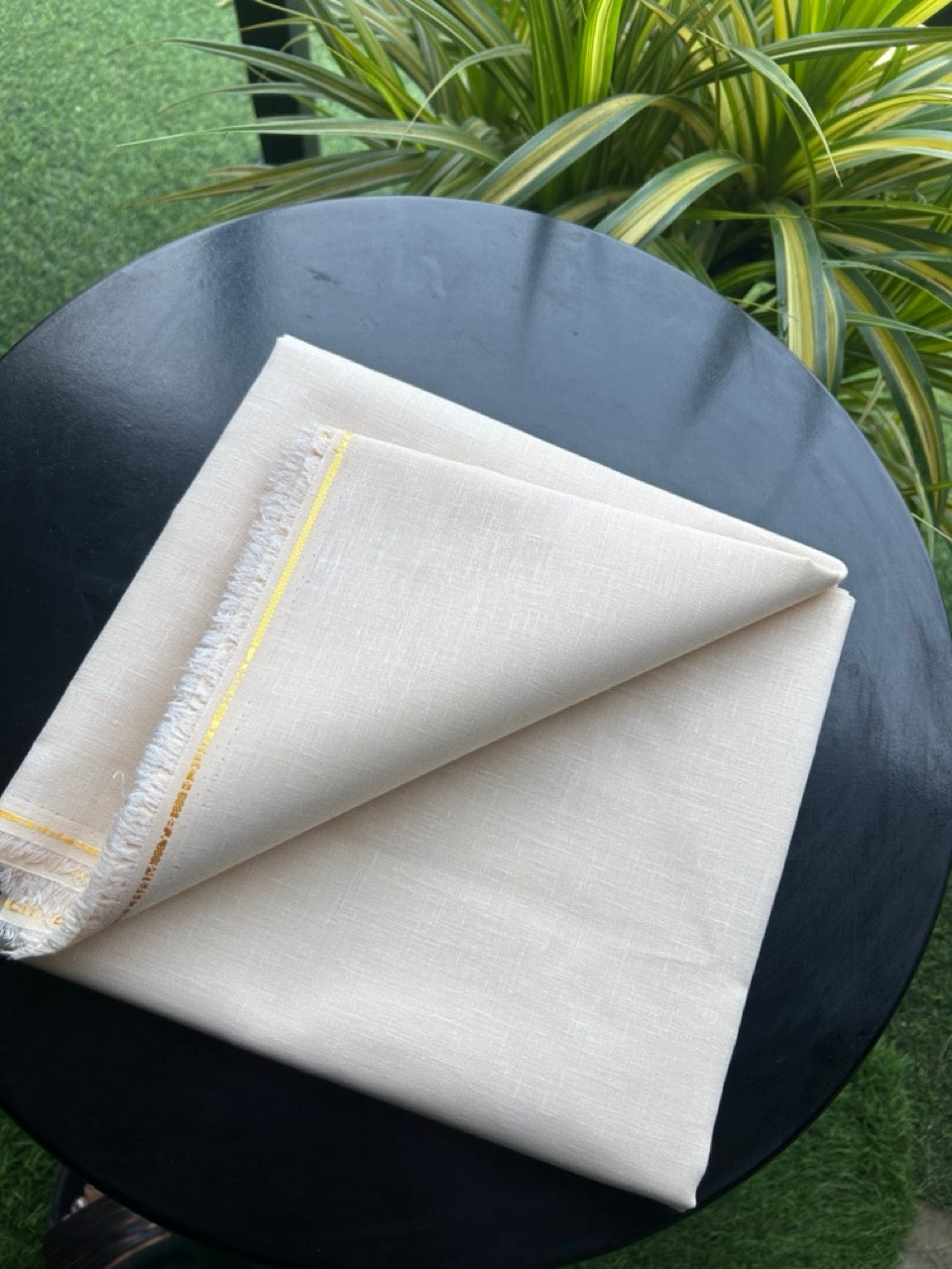 NEW! Kaitharikada - LINEN TOUCH (cotton) Shirt Material - Light Cream 200x150(cm) (₹ 300 per meter) - 1KK7006MKS