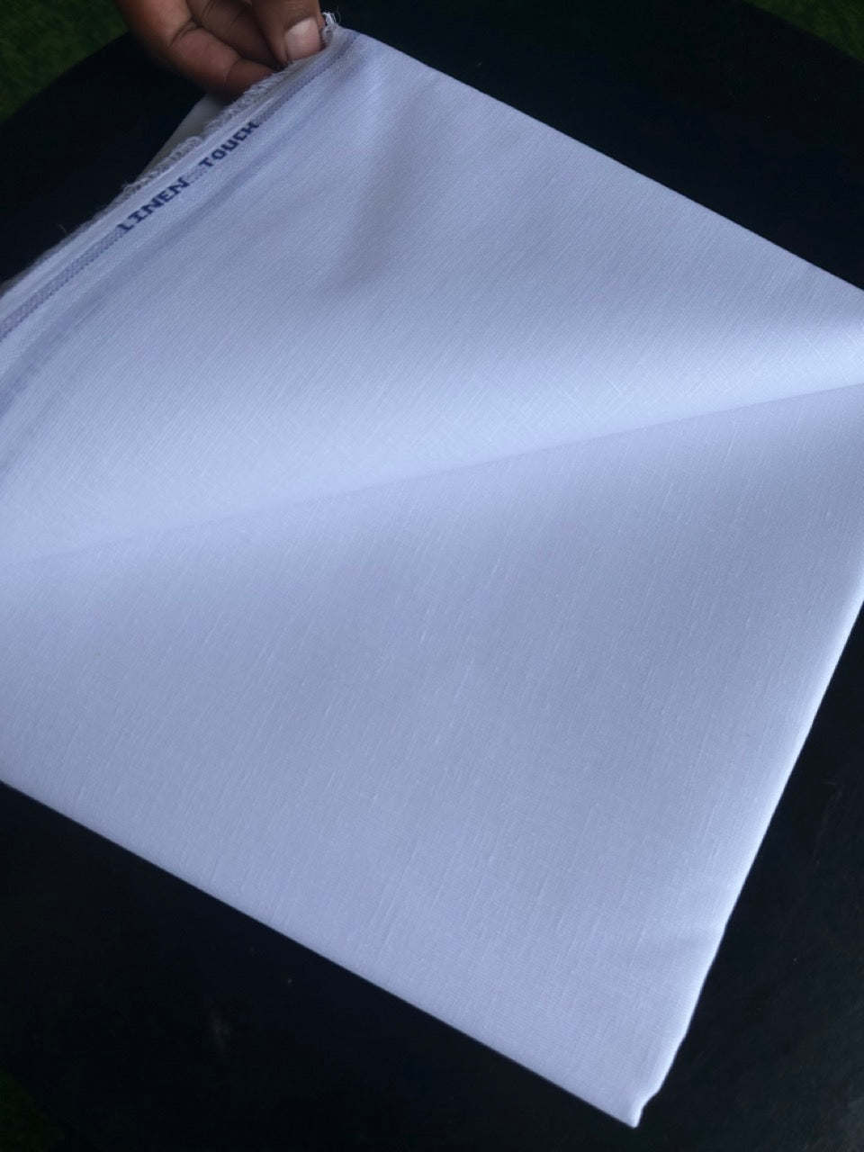 NEW! Kaitharikada - PURE White LINEN TOUCH (cotton) Shirt Material  - 200x150(cm) (₹ 300 per meter) - 2KK7006MKS