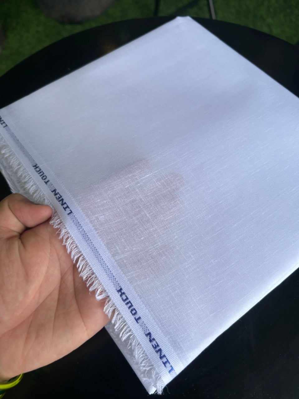 NEW! Kaitharikada - PURE White LINEN TOUCH (cotton) Shirt Material  - 200x150(cm) (₹ 300 per meter) - 2KK7006MKS