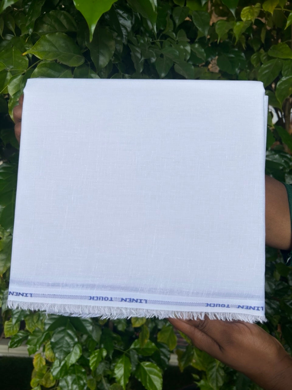 NEW! Kaitharikada - PURE White LINEN TOUCH (cotton) Shirt Material  - 200x150(cm) (₹ 300 per meter) - 2KK7006MKS