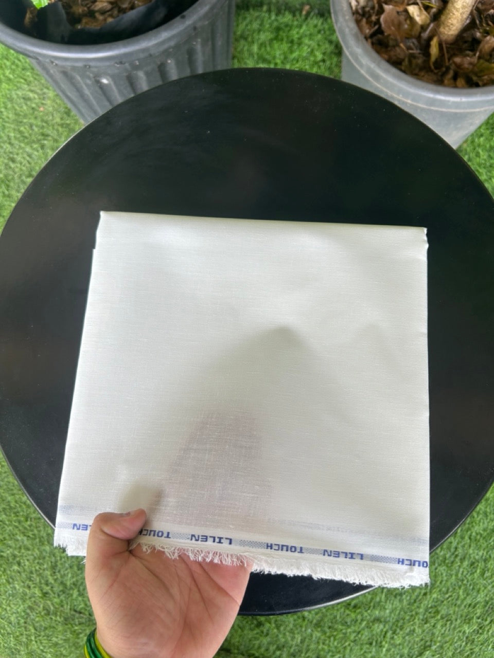 NEW! Kaitharikada - OFF White LINEN TOUCH (cotton) Shirt Material  - 200x150(cm) (₹ 300 per meter) - 3KK7006MKS