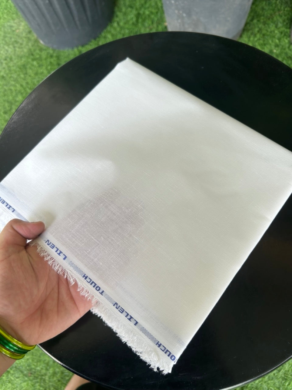 NEW! Kaitharikada - OFF White LINEN TOUCH (cotton) Shirt Material  - 200x150(cm) (₹ 300 per meter) - 3KK7006MKS