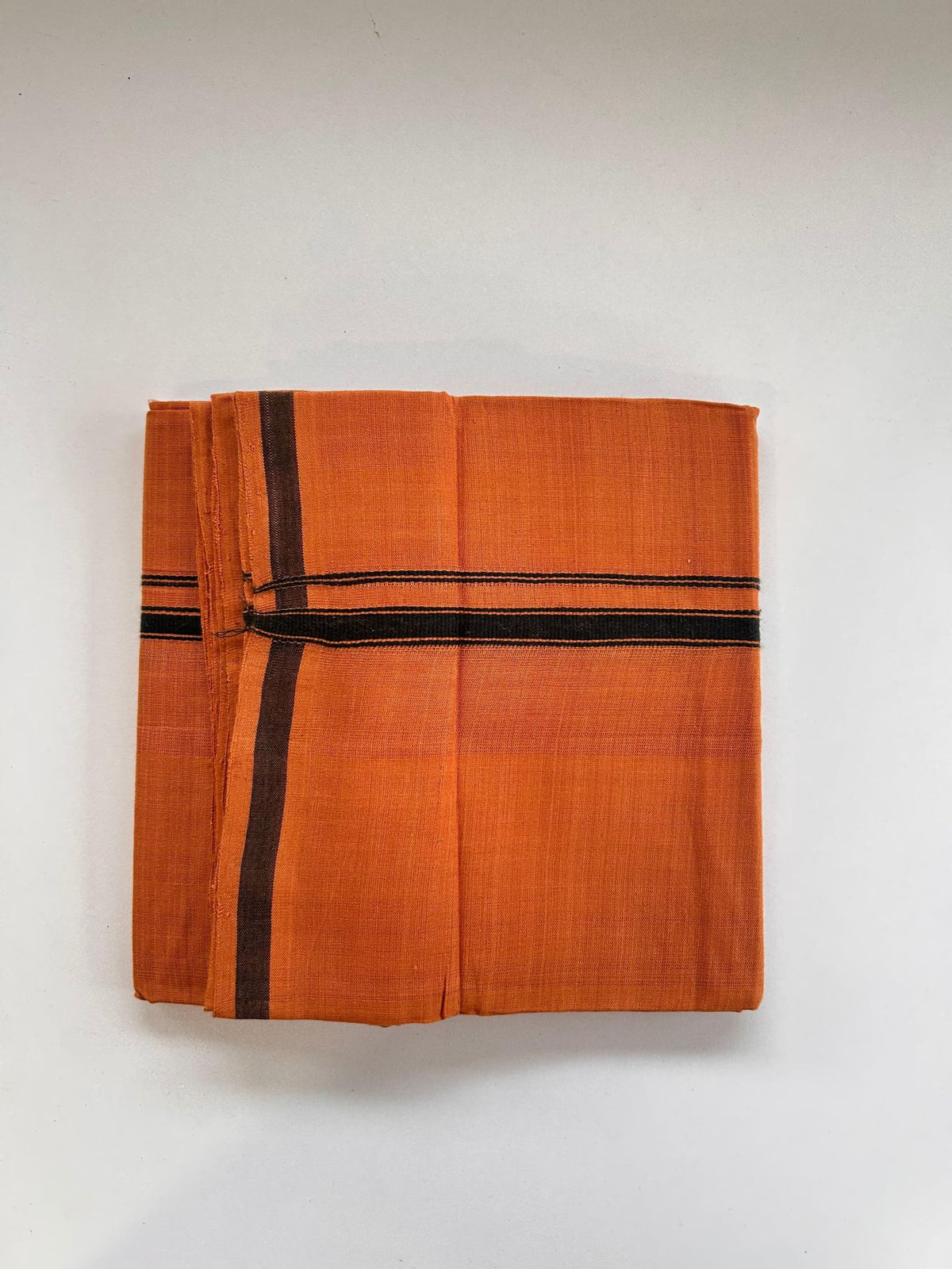 Kerala Handloom Single Kaily/Lungi - KaithariKada 100% Pure Cotton - 30s - 1 cm Black Kara With Kavi Colour Body - (2 meter / 4 muzham) - 22 KK8081 ELA