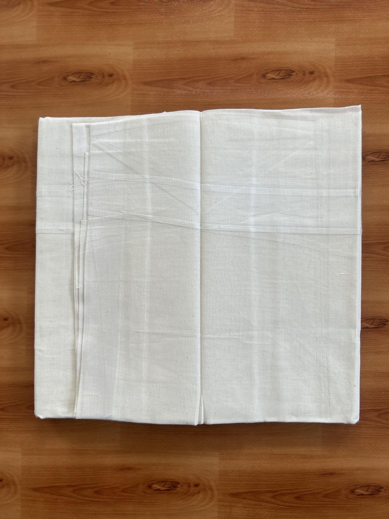 Double Off White  (Unbleached) Mundu/Dhoti- 20% Discount! KaithariKada Balaramapuram Pure Cotton - 100X80 - 1.5 inch White Kara - 4 Mtr (8.5 Muzham) - 50 KK5452 THI