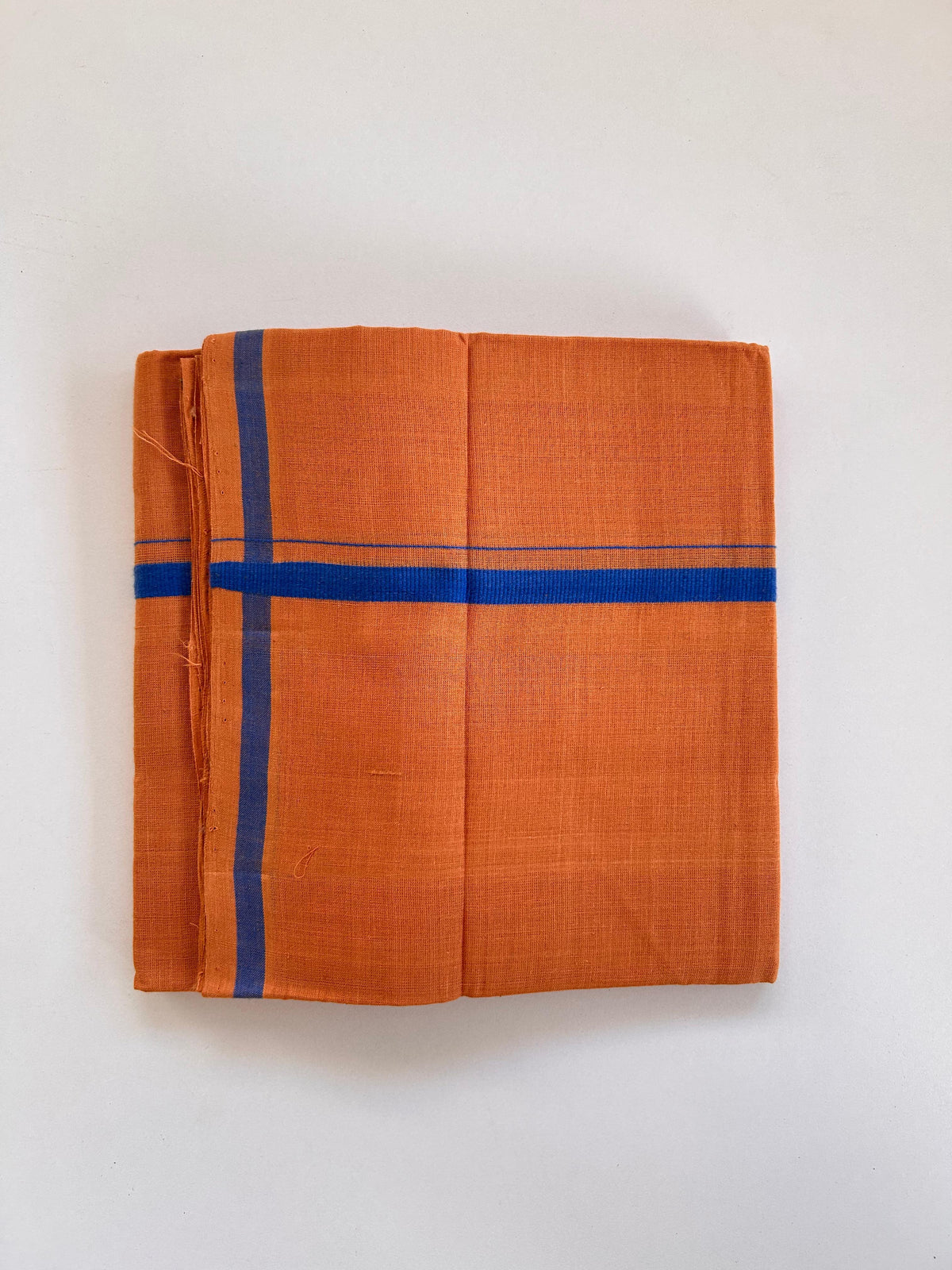 Kerala Handloom Single Kaily/Lungi - KaithariKada 100% Pure Cotton - 40s - 1 cm Blue Kara With Kavi Colour Body - (2 meter / 4 muzham) - 42 KK8081 ELA