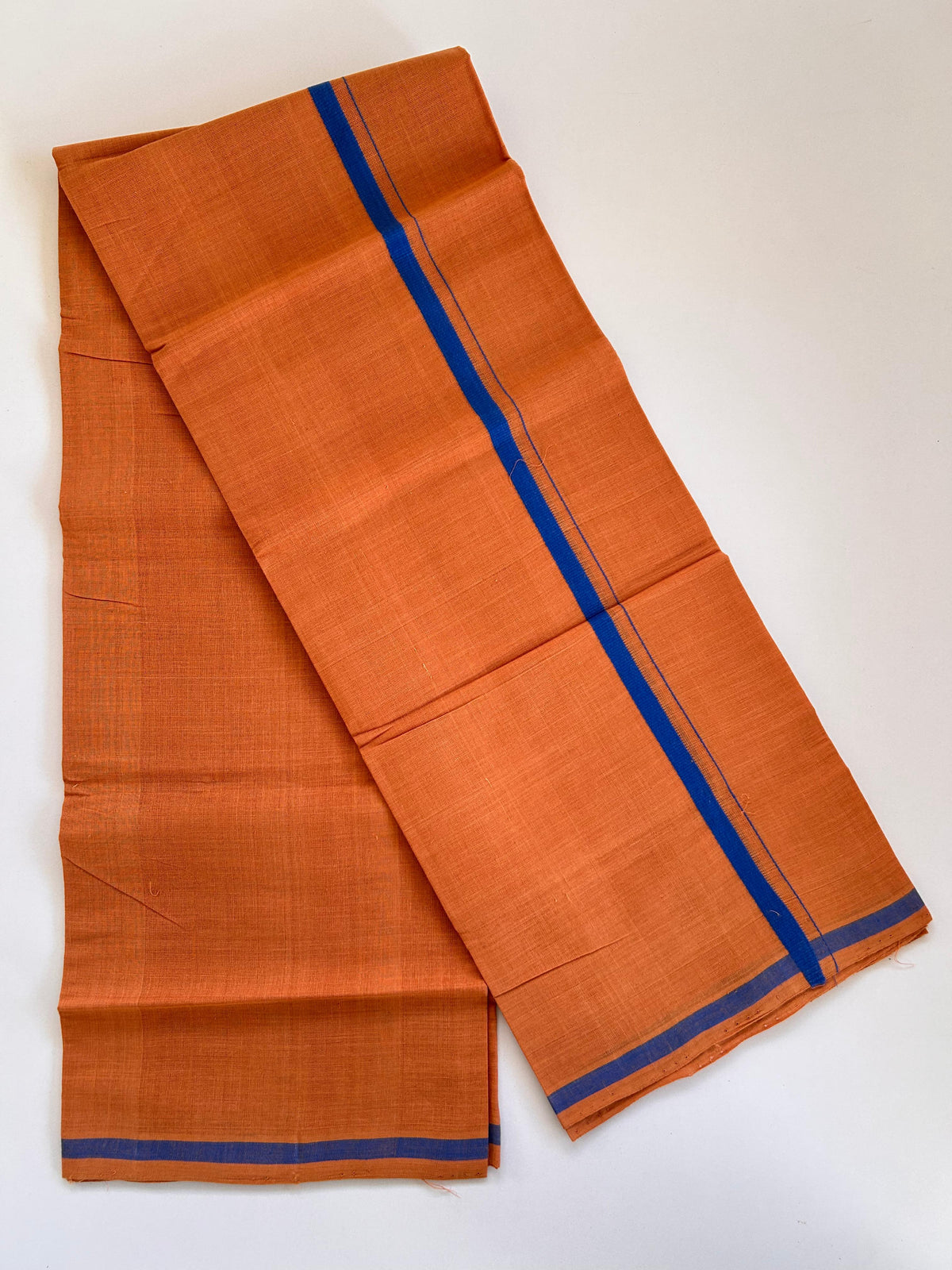 Kerala Handloom Single Kaily/Lungi - KaithariKada 100% Pure Cotton - 40s - 1 cm Blue Kara With Kavi Colour Body - (2 meter / 4 muzham) - 42 KK8081 ELA