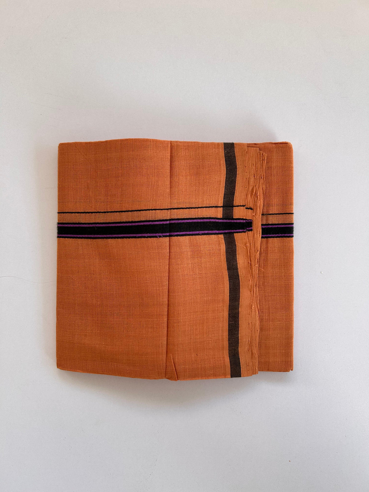 Kerala Handloom Single Kaily/Lungi - KaithariKada 100% Pure Cotton - 40s - 1.5 cm Black & Violet Kara With Kavi Colour Body - (2 meter / 4 muzham) - 49 KK8081 ELA