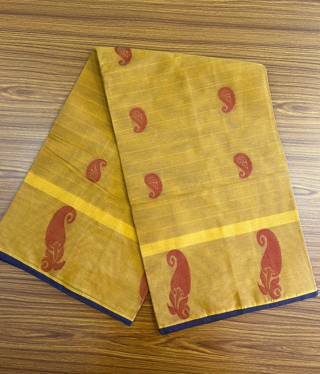 KaithariKada - Balaramapuram Cotton Saree - Orange Yellow with Red & Violet - Mango Design - 6KK1006KK