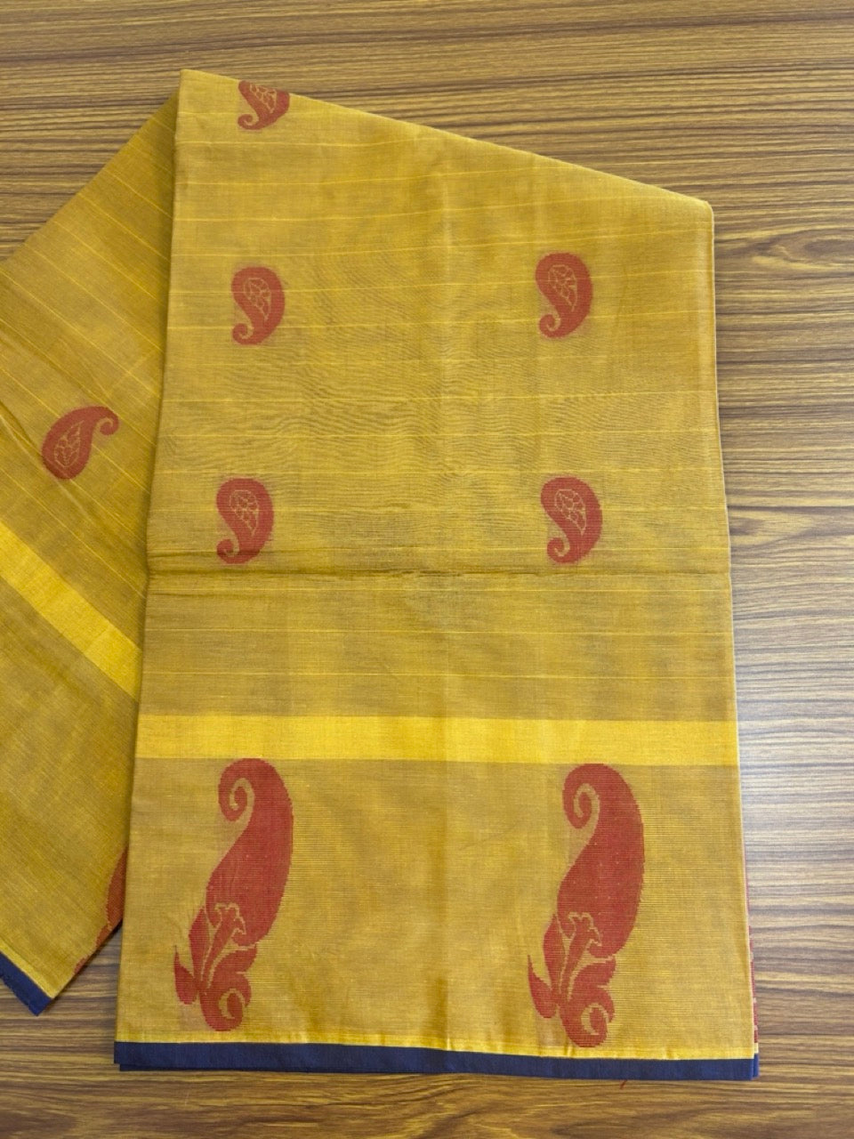 KaithariKada - Balaramapuram Cotton Saree - Orange Yellow with Red & Violet - Mango Design - 6KK1006KK