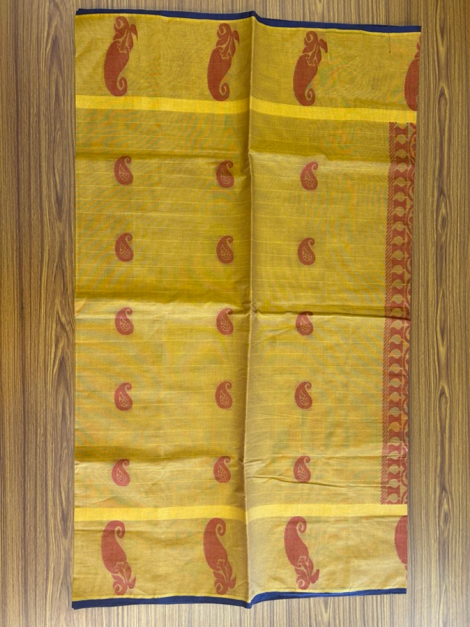 KaithariKada - Balaramapuram Cotton Saree - Orange Yellow with Red & Violet - Mango Design - 6KK1006KK