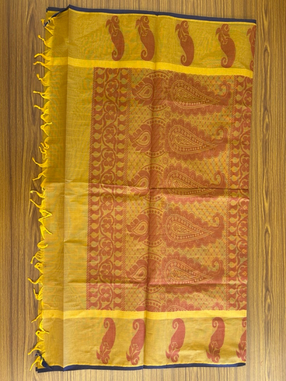 KaithariKada - Balaramapuram Cotton Saree - Orange Yellow with Red & Violet - Mango Design - 6KK1006KK