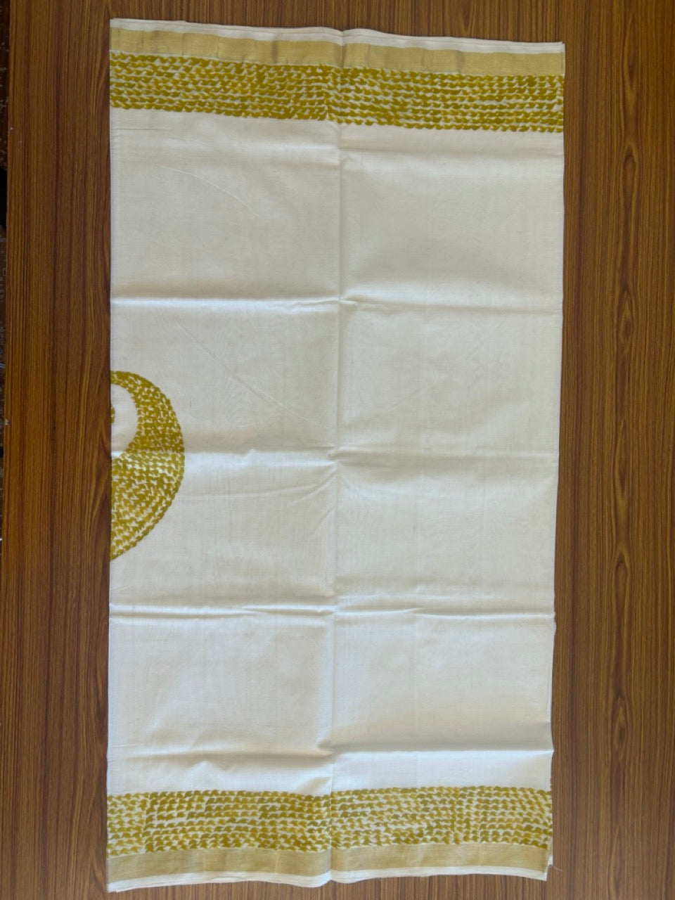 Kaitharikada Kerala Saree - Cotton Off white - Kasavu with Hand Painted Design - 8KK1006KK