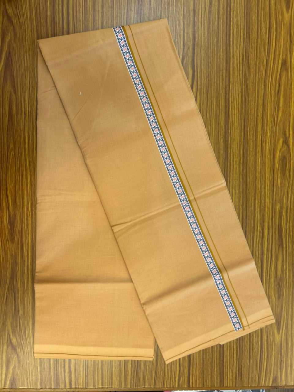 39% Discount! Kaitharikada - Pure Cotton - Single Kaily / Lungi - 0.75 inch Brown & Multi colour Pattern Printed kara with Light kavi colour body (2 meter / 4 muzham) - 14 KK5306 GAN