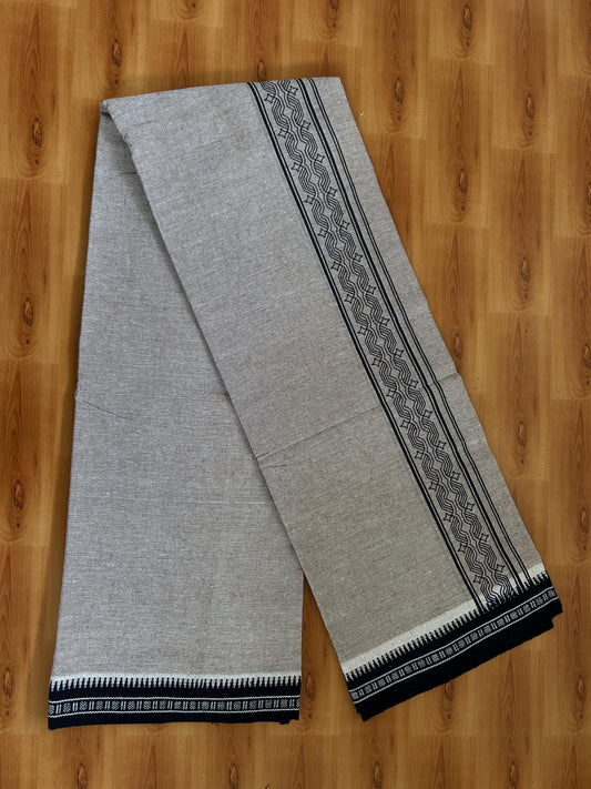 Kaitharikada - Single Kaily / Lungi -Mixed Cotton - 40s twisted - 2 inch Navy Blue Design Printed Kuppadam Kara With Light Brown Colour Body (2 meter / 4 muzham) - 11 KK8056 AST