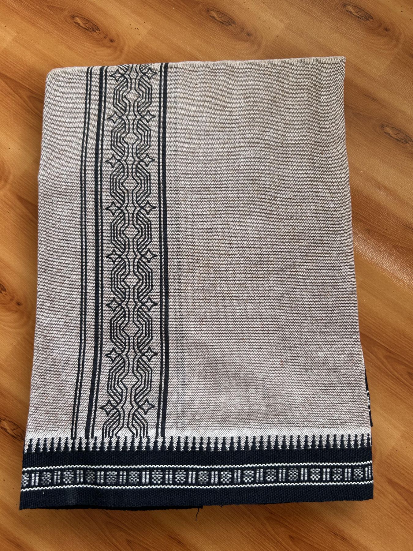 Kaitharikada - Single Kaily / Lungi -Mixed Cotton - 40s twisted - 2 inch Navy Blue Design Printed Kuppadam Kara With Light Brown Colour Body (2 meter / 4 muzham) - 11 KK8056 AST