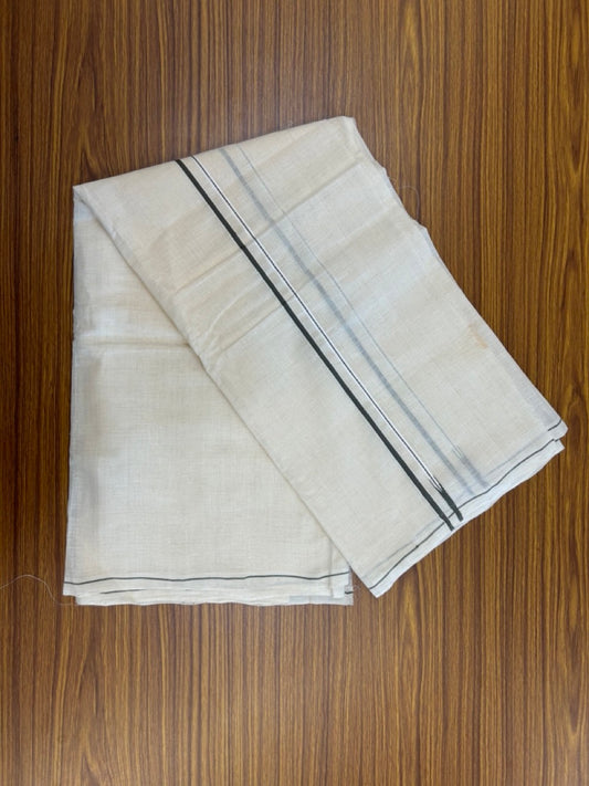 KaithariKada HANDLOOM UNAKKUPAAV Balaramapuram - 100% PURE Cotton Off White (Unbleached) Neriyath - 0.5 cm Sage Green Kara - 5 KK5277 ELA