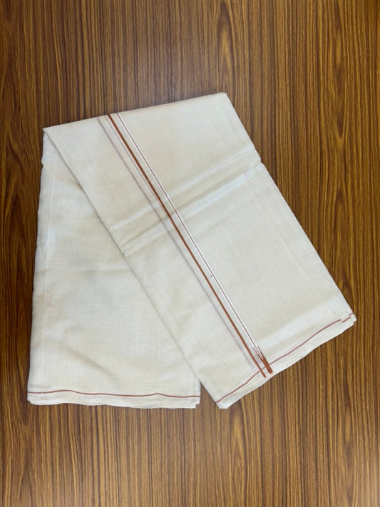 KaithariKada HANDLOOM UNAKKUPAAV Balaramapuram - 100% PURE Cotton Off White (Unbleached) Neriyath - 0.5 cm Light brown Kara - 6 KK5277 ELA