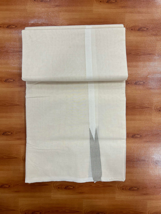 Double Off white Mundu/Dhoti - 23% Discount! KaithariKada Balaramapuram 100% Cotton - 100x100 - 0.5 inch Puliyilakkara Sage Grey Striped Chutty Kara - 4 mtr (8.5 muzham) - 12 KK5401 ASH