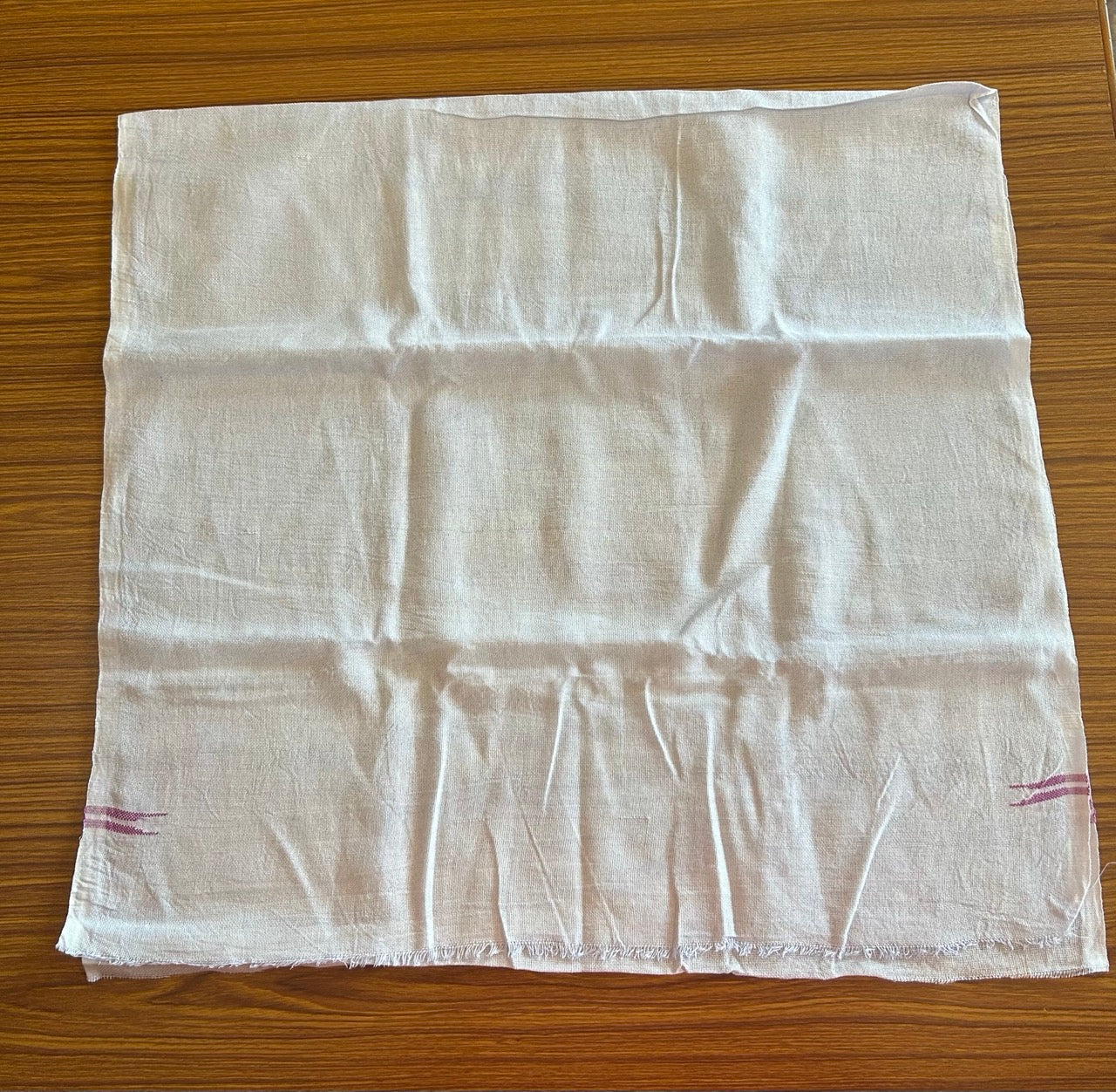 Kaitharikada - HANDLOOM Pure Cotton Kerala Towel - Thorthu - White Body & Purple chutty kara - 2KK481ELA
