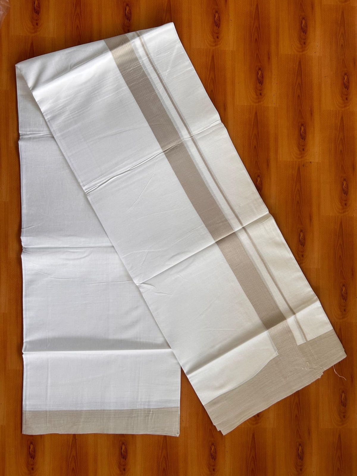 Pure White Double Mundu/Dhoti - 20% Discount ! Kaitharikada Pure Cotton - 100x80 - 1.5 inch Winter White Kara 3.80 mtr (8 muzham) - 10 KK5523 MC
