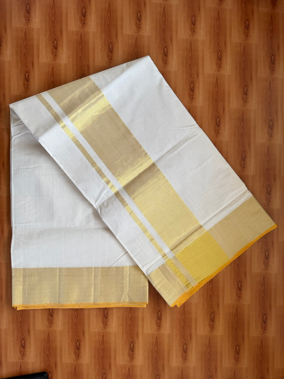 25% Discount KaithariKada Handloom Unakkupaav Balaramapuram Kerala Saree for Women - 100% Pure Cotton - 4 inch Gold Kasav Kara - 1 KK7002 ABH