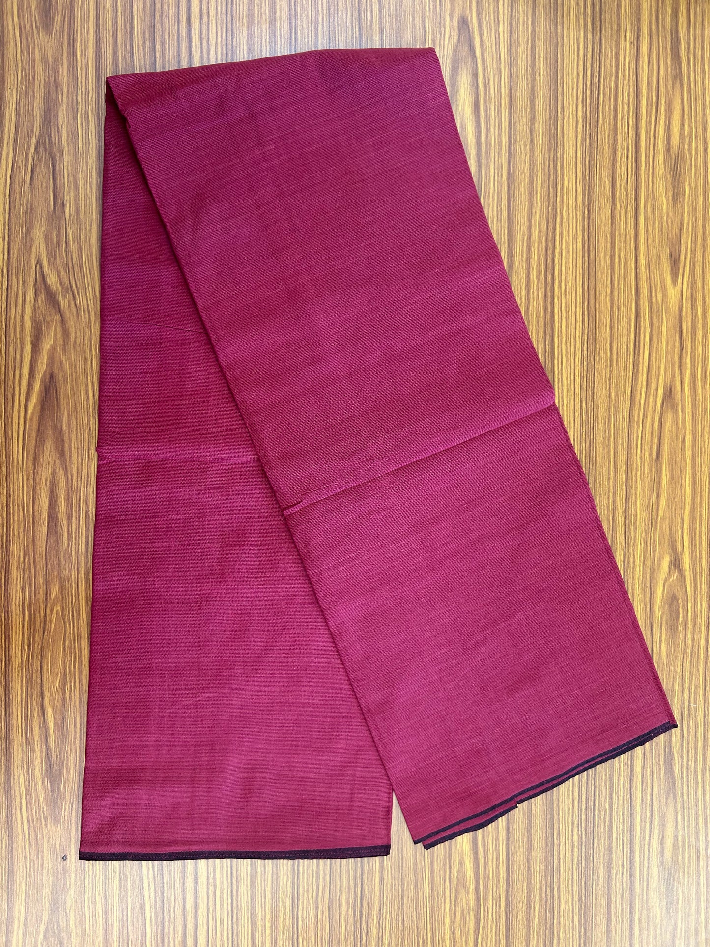 Premium Kathar Type Mund Pure cotton - Kaitharikada - Single Kaily / Lungi - 0.1 inch Black thin kara Border with Maroon colour body (2 meter / 4 muzham) - 58 KK8050 MUT