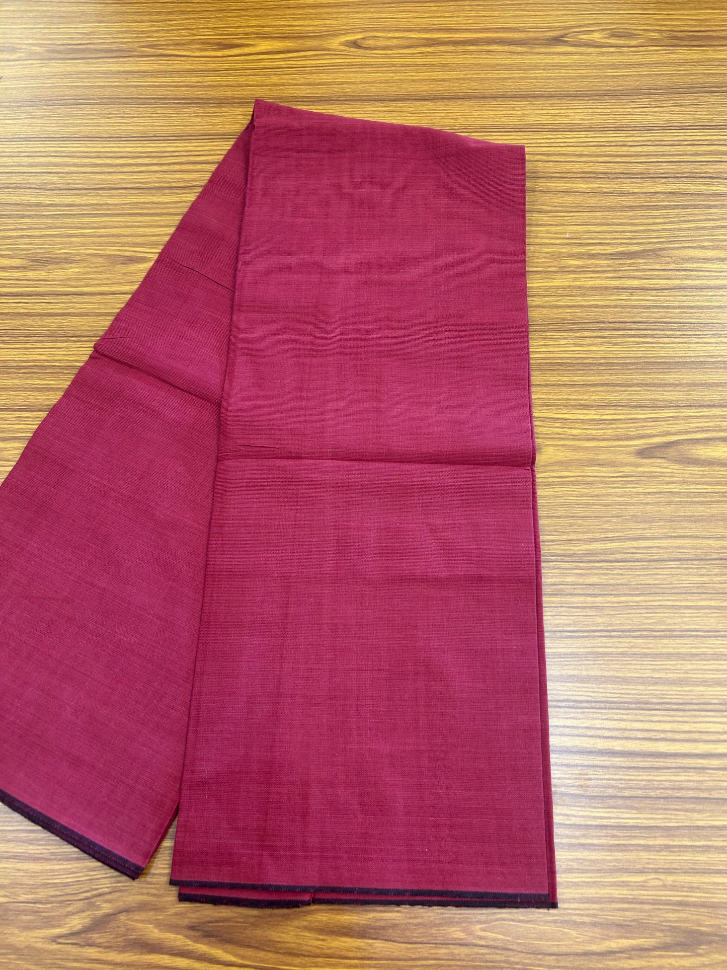 Premium Kathar Type Mund Pure cotton - Kaitharikada - Single Kaily / Lungi - 0.1 inch Black thin kara Border with Maroon colour body (2 meter / 4 muzham) - 58 KK8050 MUT
