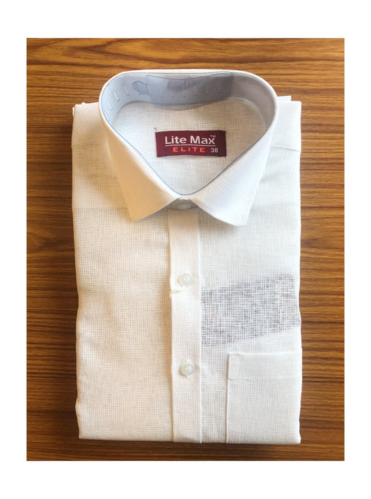 Kaitharikada- JUTE & COTTON MIX  WHITE  . ELITE INDIA  FULL Sleeve - 13.
