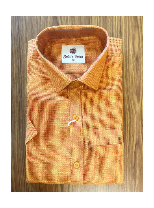 Kaitharikada- JUTE & COTTON MIX 0RANGE. ETHINIC INDIA HALF Sleeve-22.